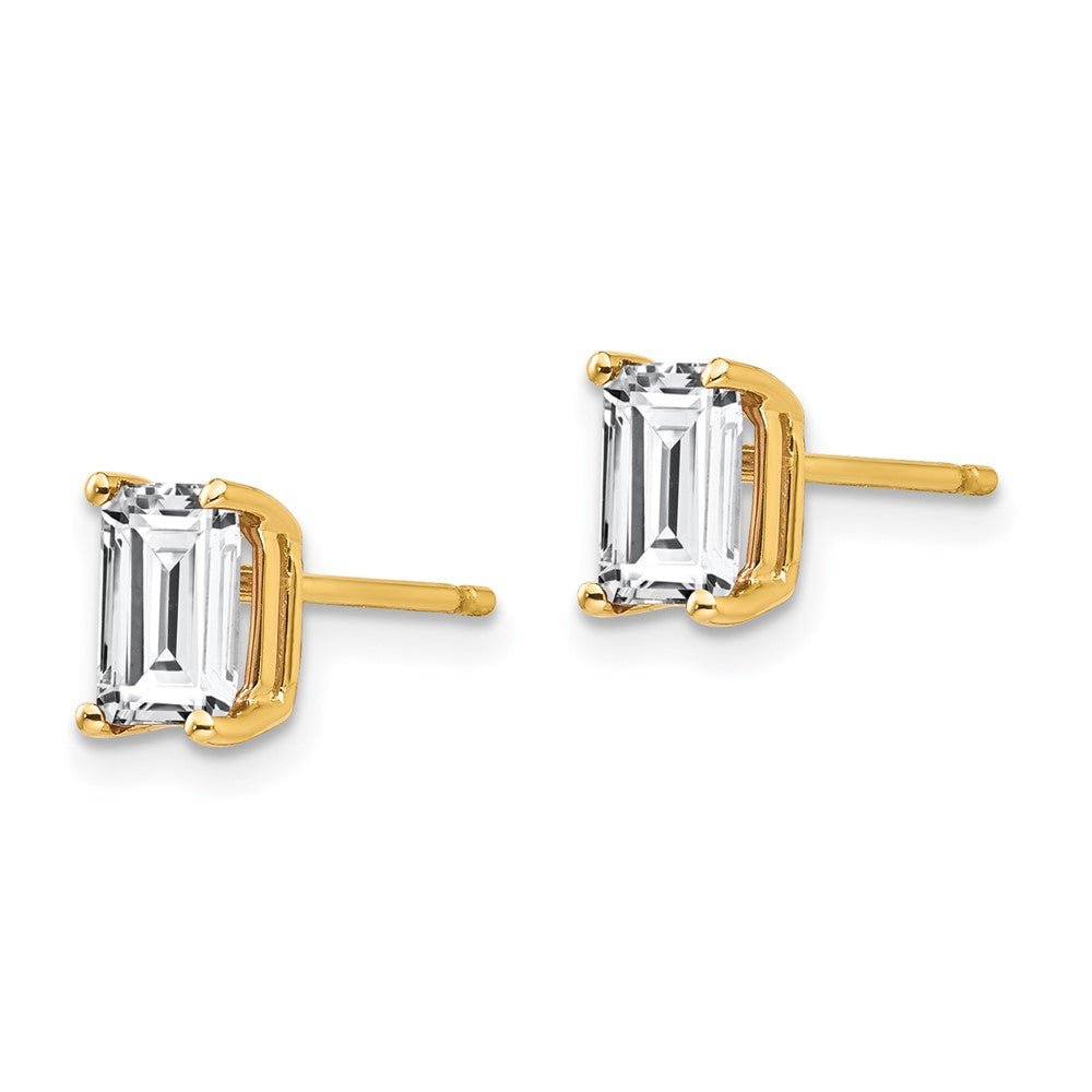Shop 14K Gold Radiant Cut Cubic Zirconia Stud Earrings, 6x4mm, Stylish Value