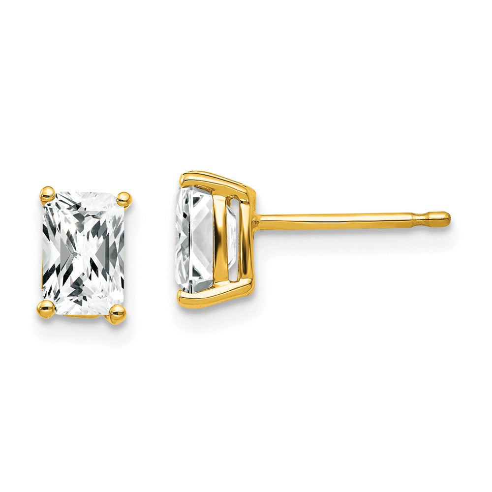 Shop 14K Gold Radiant Cut Cubic Zirconia Stud Earrings, 6x4mm, Stylish Value