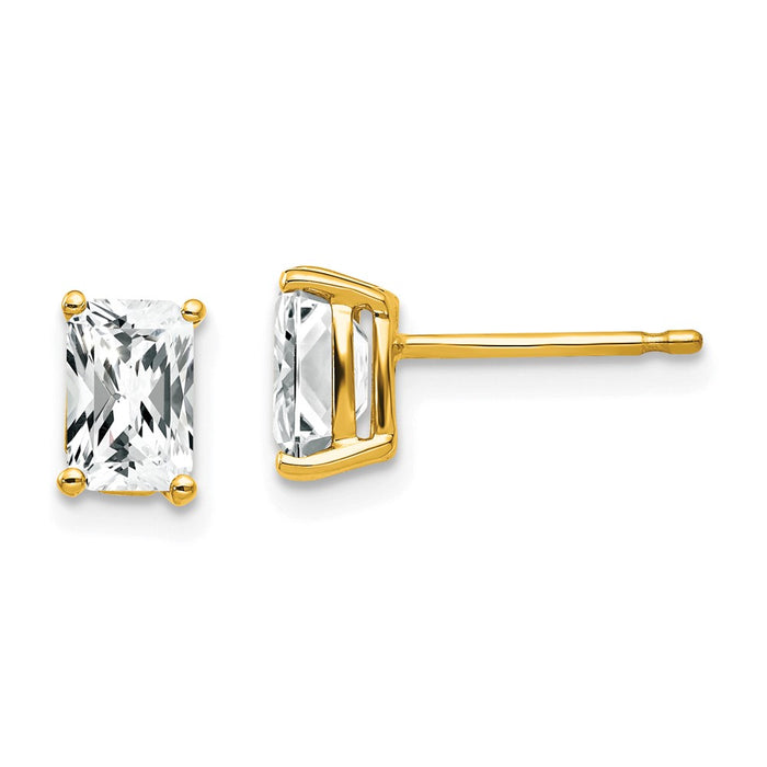 Shop 14K Gold Radiant Cut Cubic Zirconia Stud Earrings, 6x4mm, Stylish Value-1