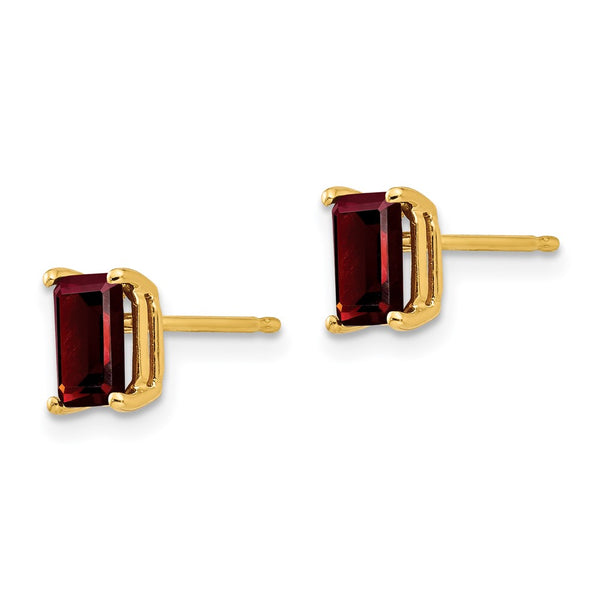 14K Gold 6x4mm Emerald Cut Garnet Earrings - Deals