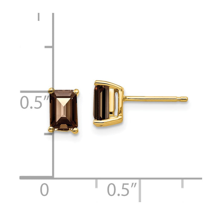 Buy Exclusive 14K Gold Emerald & Smoky Quartz Earrings - Stylish 6x4mm Design-4