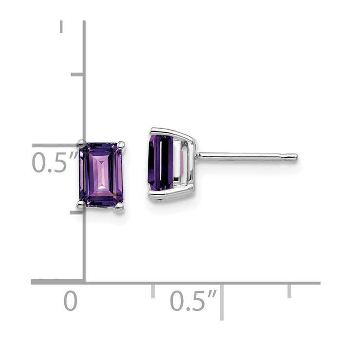 Exclusive 14K White Gold Amethyst Earrings - 6x4mm, Stylish & Affordable-4
