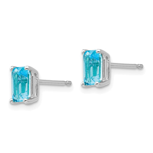 Exclusive 14K White Gold Blue Topaz Earrings - 6x4mm, Stylish & Affordable