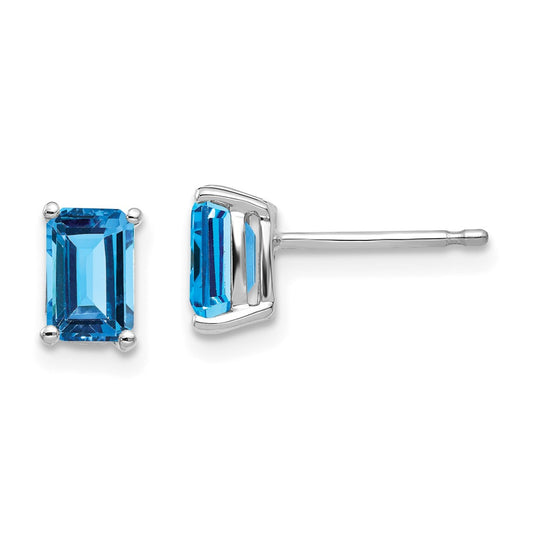 Exclusive 14K White Gold Blue Topaz Earrings - 6x4mm, Stylish & Affordable