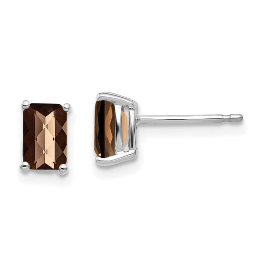 Buy Exclusive 14K Gold Smoky Quartz Earrings - 6x4mm Octagon Chic Style
