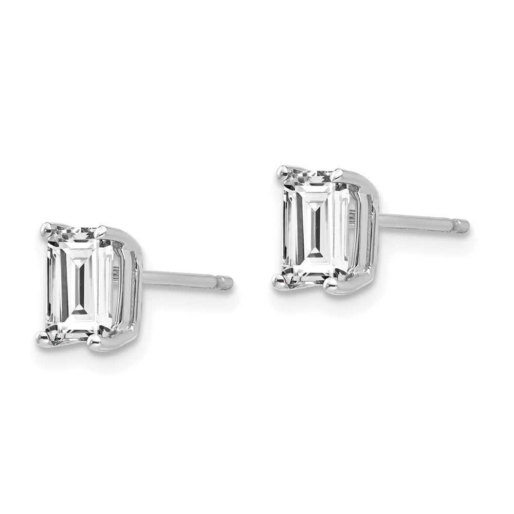 High-Quality 14K White Gold Radiant Cut CZ Earrings - 6x4mm, Stylish Value!