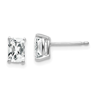 High-Quality 14K White Gold Radiant Cut CZ Earrings - 6x4mm, Stylish Value!