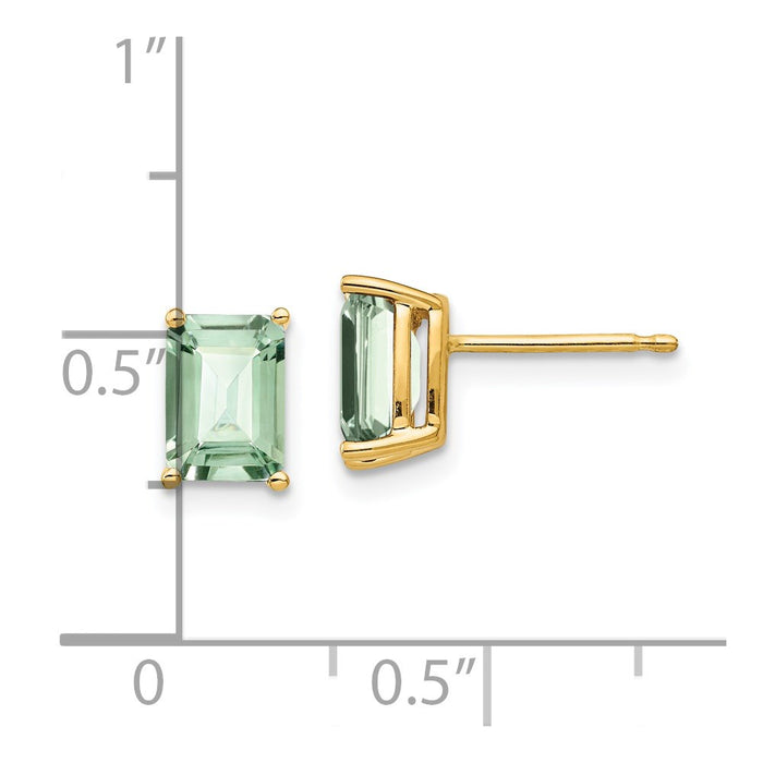 Buy Stylish 14K Gold Emerald-Cut Green Quartz Earrings - 7x5 mm, Affordable Price-4