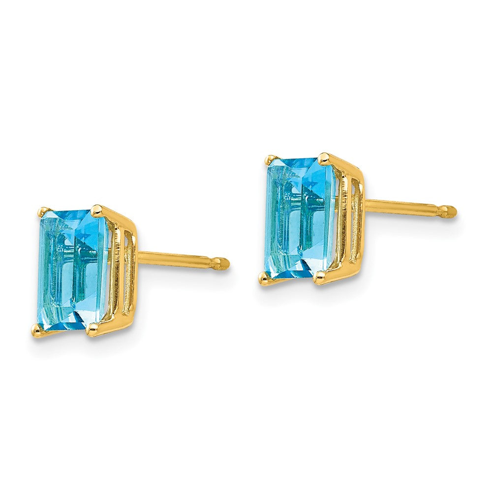 Exclusive 14K Gold Blue Topaz Earrings - 7x5mm, Stylish Luxury Jewelry