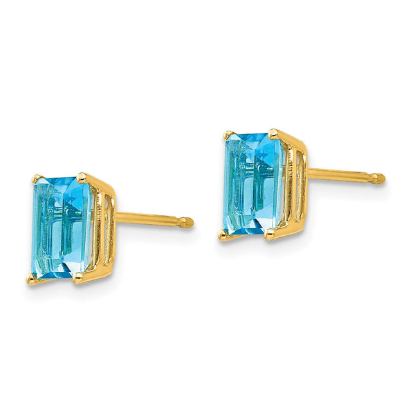 14K Gold Blue Topaz Earrings - 7x5mm - Style GR1-1014016
