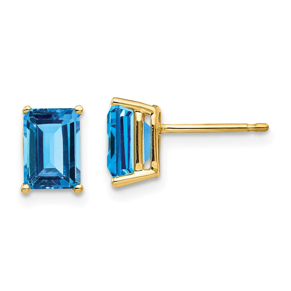 14K Gold Blue Topaz Earrings - 7x5mm - Style GR1-1014016
