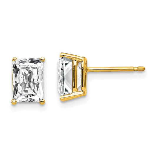 Buy Exclusive 14K Gold Radiant Cut CZ Earrings - 7x5mm, Stylish Value!