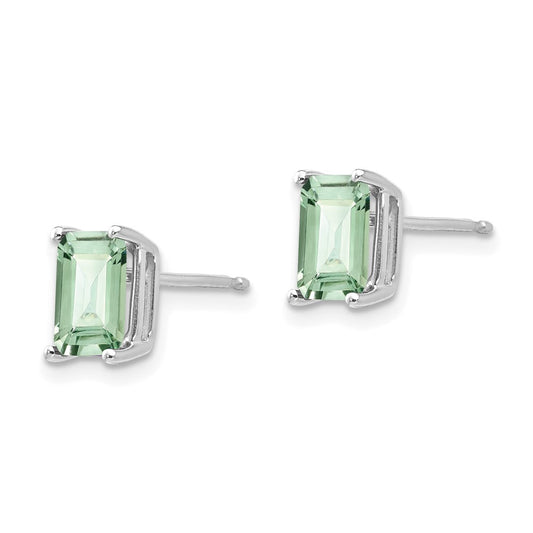 Buy Stylish 14K Gold Emerald-Cut Green Quartz Earrings - 7x5mm, Affordable Price