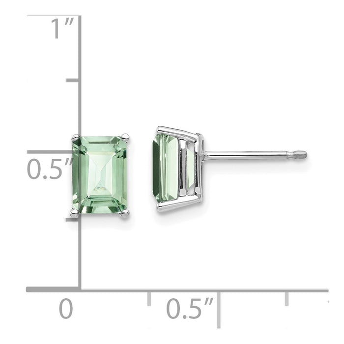 Buy Stylish 14K Gold Emerald-Cut Green Quartz Earrings - 7x5mm, Affordable Price-4