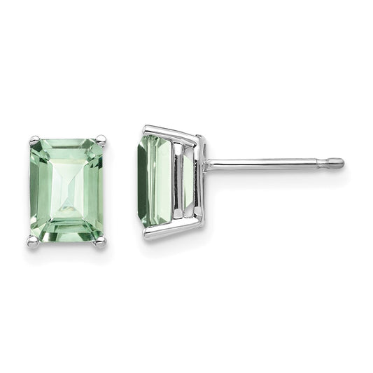 Buy Stylish 14K Gold Emerald-Cut Green Quartz Earrings - 7x5mm, Affordable Price