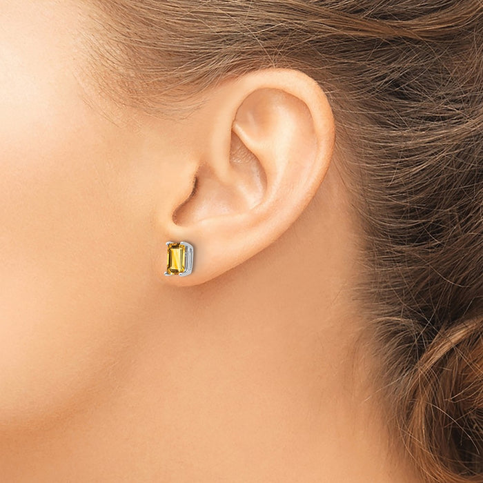 Shop Exclusive 14K White Gold Emerald Cut Citrine Earrings - 7x5mm, Stylish Value-3