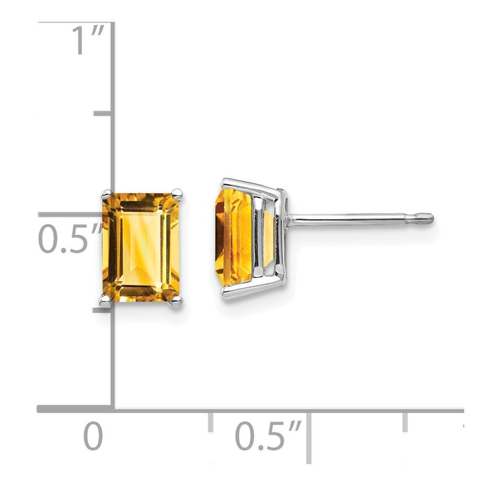 Shop Exclusive 14K White Gold Emerald Cut Citrine Earrings - 7x5mm, Stylish Value-4