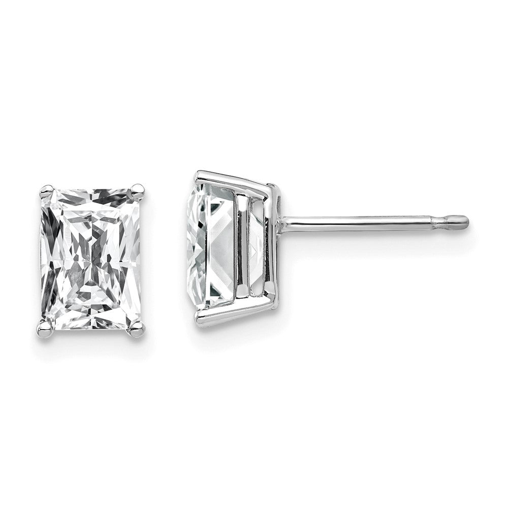 Shop Exclusive 14K White Gold Radiant Cut CZ Earrings - Stylish 7x5mm Design