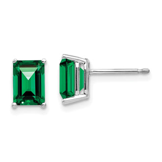 Shop Exclusive 14K White Gold Emerald Cut Mount St. Helens Earrings - 7x5mm