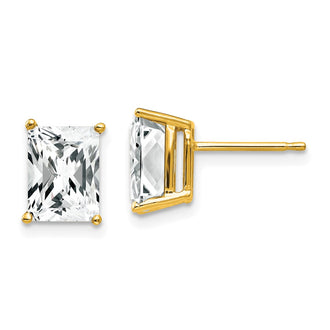 Exclusive 14K Gold 8x6mm Radiant Cut Cubic Zirconia Stud Earrings - Stylish Value