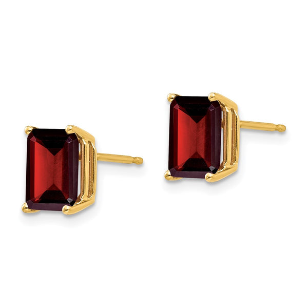 14K Gold Garnet Drop Earrings - 8x6mm