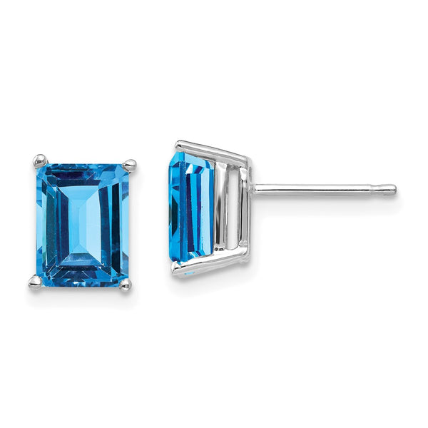 14K White Gold Emerald Earring Mountings - 8x6mm