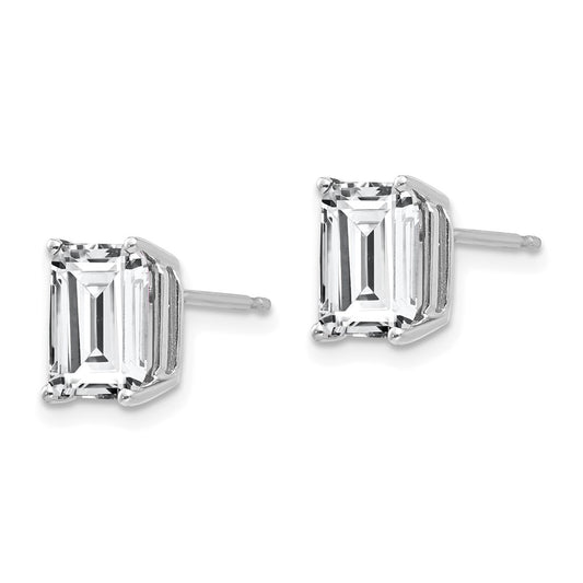 Shop Luxury 14K White Gold Radiant Cut CZ Earrings - 8x6mm, Affordable Price!