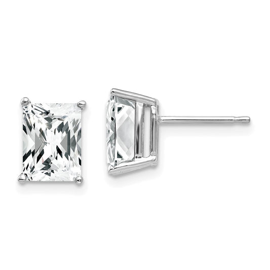 Shop Luxury 14K White Gold Radiant Cut CZ Earrings - 8x6mm, Affordable Price!