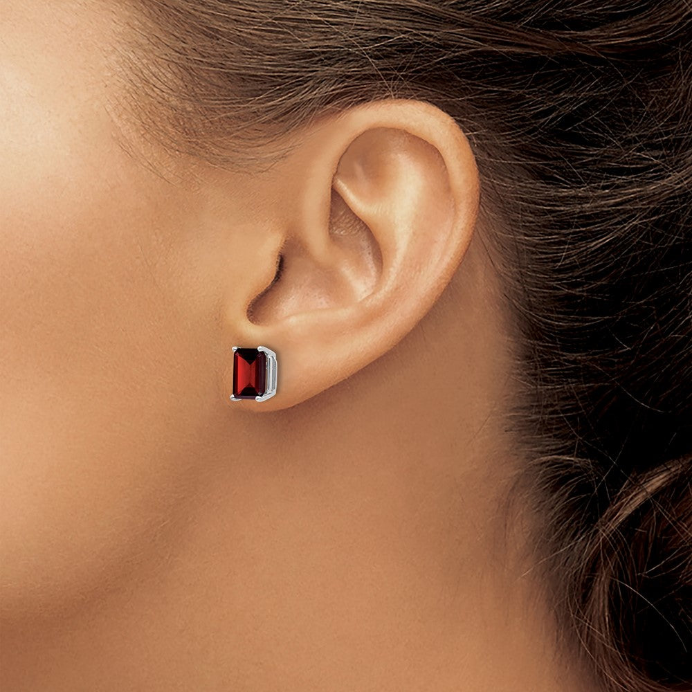 Shop Stylish 14K White Gold Emerald Cut Garnet Earrings - 8x6mm Value!