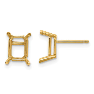 Order Stylish 14K Gold 8x6mm Emerald Earring Settings - Luxury Value Deal!
