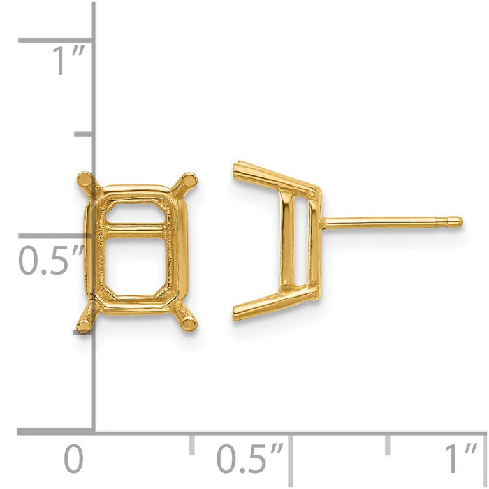 High-Quality 14K Gold Emerald Earring Settings 9x7mm - Stylish Discounted Price-2