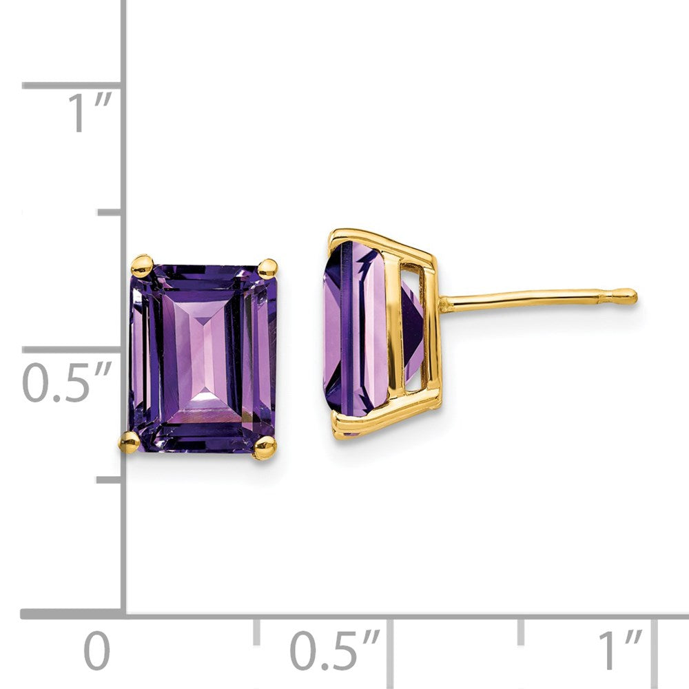 Buy Exclusive 14K Gold 9x7mm Emerald Cut Amethyst Earrings - Stylish Value!