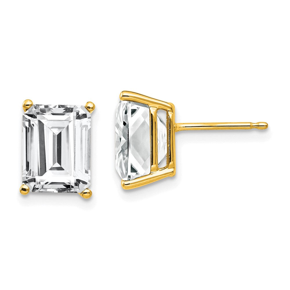 Shop Stylish 14K Gold Emerald Cut CZ Earrings - 9x7mm, Affordable Luxury!