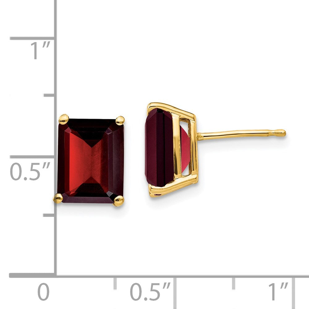 Shop 14K Gold Emerald Cut Garnet Earrings - 9x7mm, Stylish Luxury at Value Price!