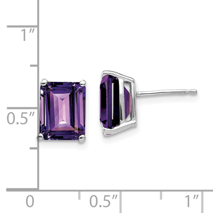 Buy Stylish 14K White Gold Emerald Cut Amethyst Earrings - 9x7mm Value-4