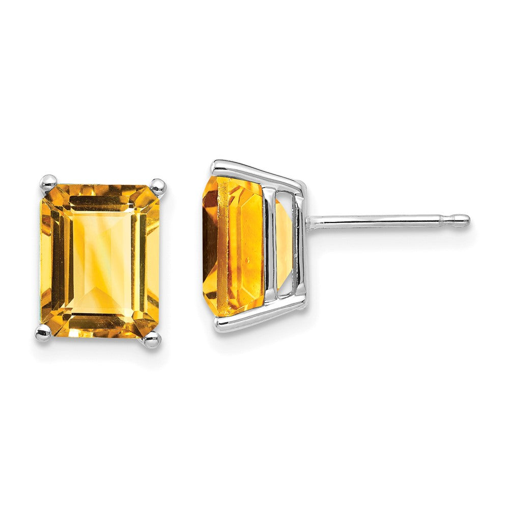 Buy Exclusive 14K White Gold Emerald Cut Citrine Earrings - 9x7mm Stylish Value