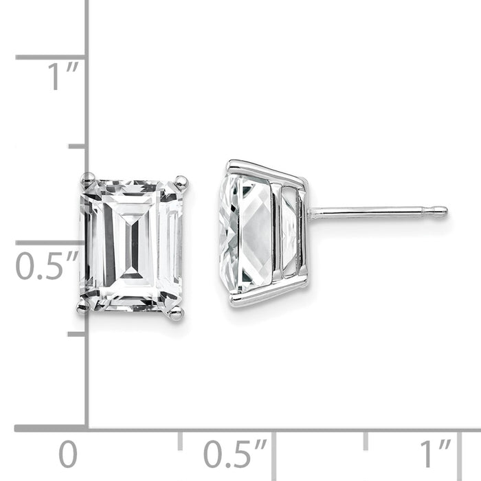 High-quality 14K White Gold Emerald Cut CZ Earrings - 9x7mm, Stylish Value!-4