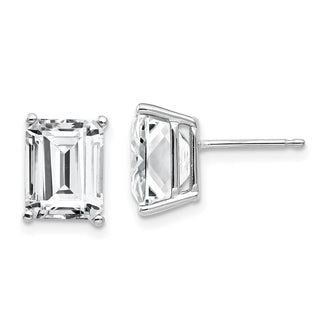 High-quality 14K White Gold Emerald Cut CZ Earrings - 9x7mm, Stylish Value!
