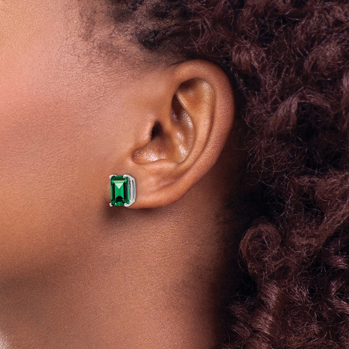 Shop Exclusive 14K White Gold Emerald Cut Earrings - 9x7mm, Stylish Value-3