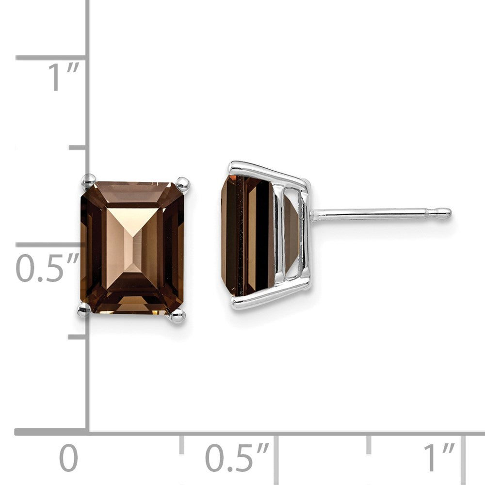 Exclusive 14K Gold 9x7mm Emerald Cut Smoky Quartz Earrings - Stylish Value!
