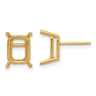 High-Quality 14K Gold Emerald Earring Settings 9x7mm - Stylish Discounted Price