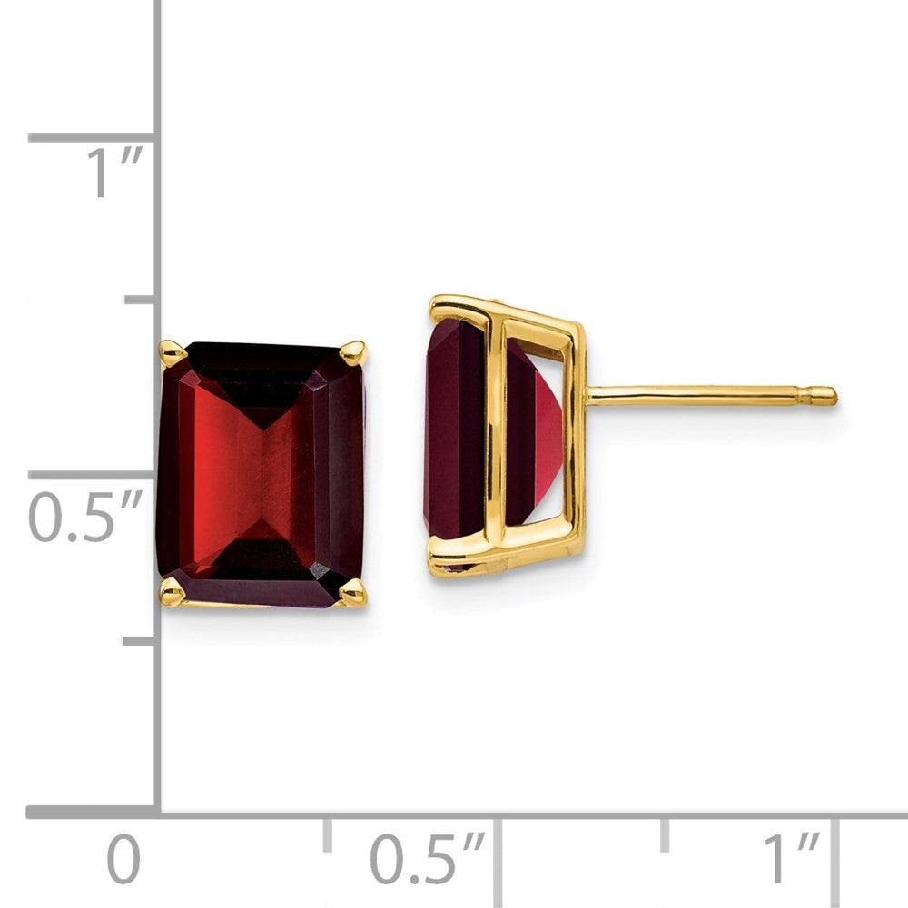 Exclusive 14K Gold Emerald Cut Garnet Earrings 10x8mm - Stylish Value!