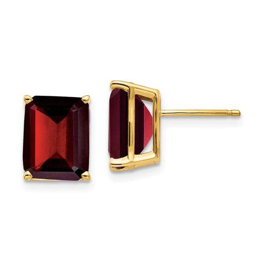 Exclusive 14K Gold Emerald Cut Garnet Earrings 10x8mm - Stylish Value!