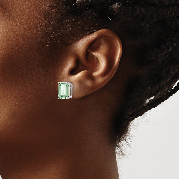 High-Quality 14K Gold Emerald-Cut Green Quartz Earrings - Stylish 10x8mm-3