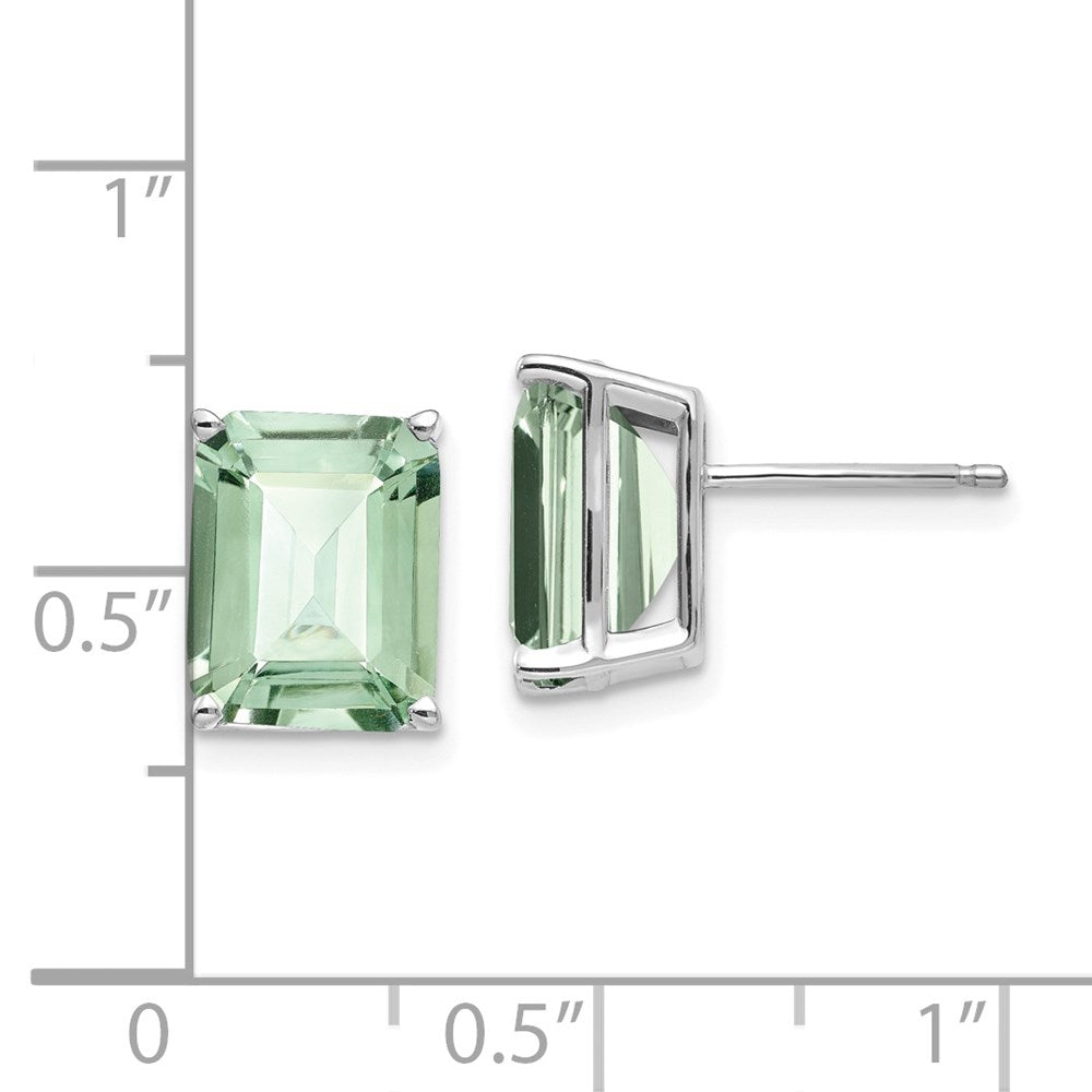 High-Quality 14K Gold Emerald-Cut Green Quartz Earrings - Stylish 10x8mm