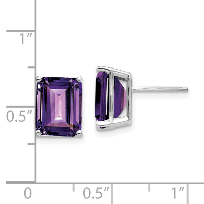 Exclusive 14K White Gold Amethyst Stud Earrings - 10x8 mm - Stylish Value-4