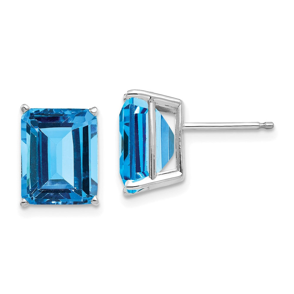 Shop Stylish 14K White Gold Emerald Cut Blue Topaz Earrings - 10x8mm