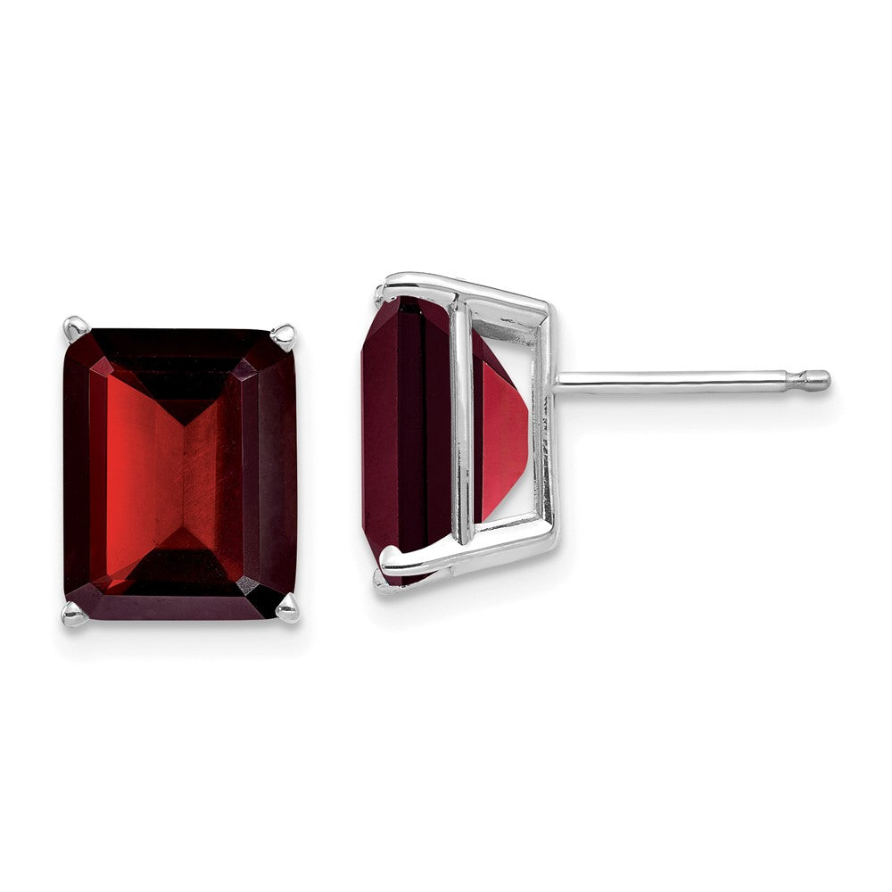 Shop Stylish 14K White Gold Emerald Cut Garnet Stud Earrings - 10x8 mm