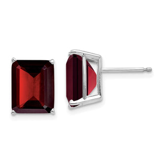 Shop Stylish 14K White Gold Emerald Cut Garnet Stud Earrings - 10x8 mm
