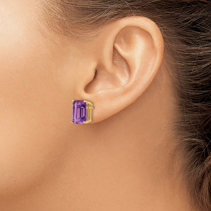 Shop Exclusive 14K Gold Amethyst Earrings - 12x10mm, Stylish Luxury Jewelry-3